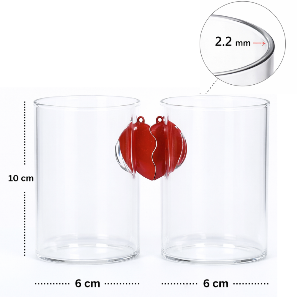Magnetic Heart Embedded Glass Set – 290 ML - Image 3