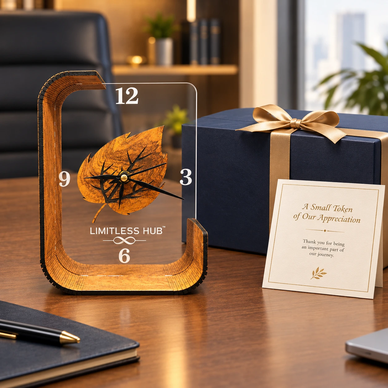 Wooden Leaf Premium Table Clock - Image 3
