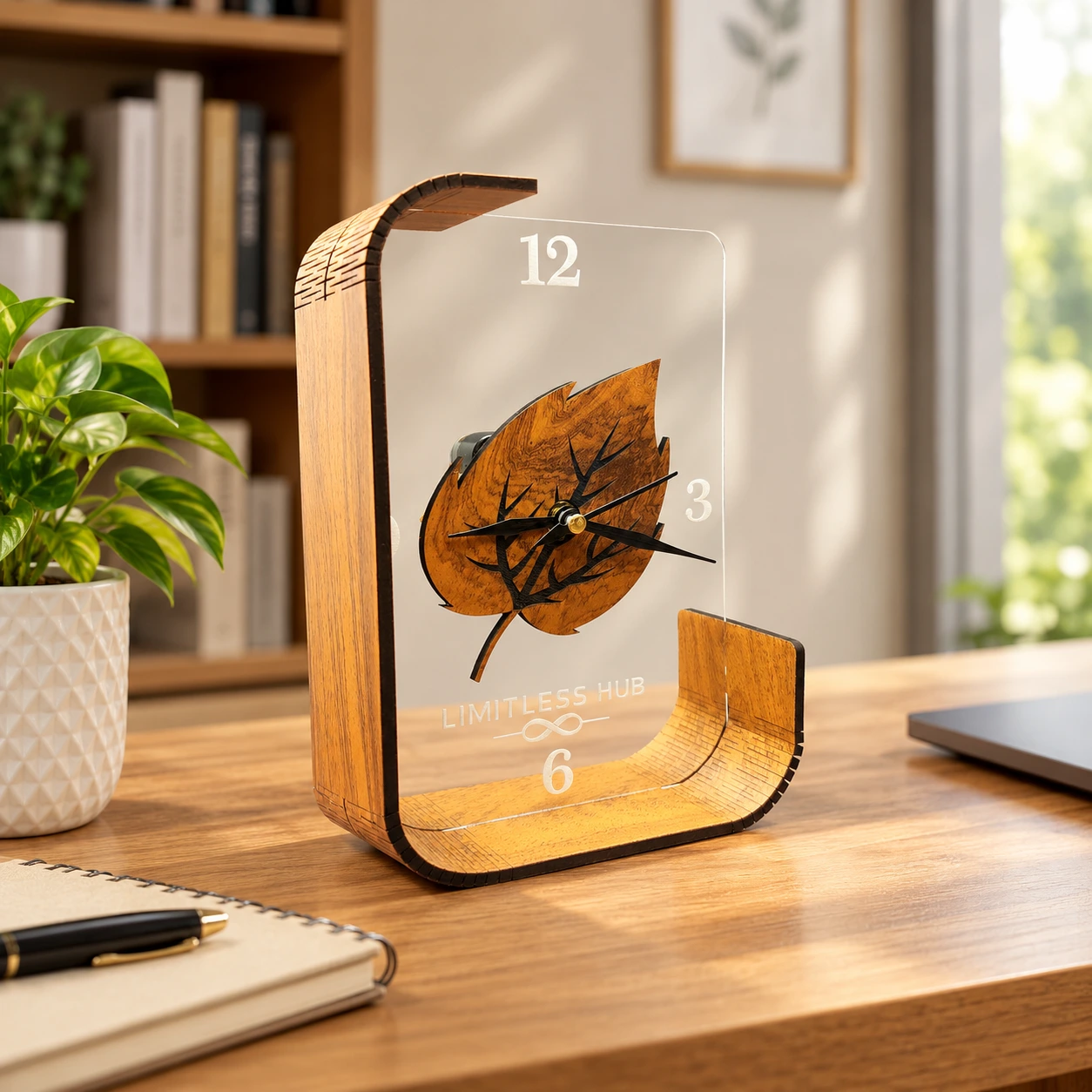 Wooden Leaf Premium Table Clock - Image 4
